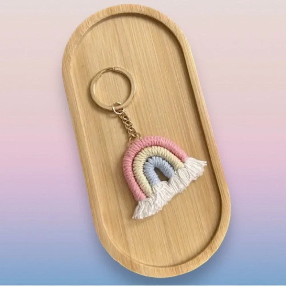 Boho Rainbow Woven Keychain